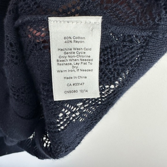 Talbots Pointelle Open Knit Short Sleeve Cardigan Womens Medium Blue Capsule - Picture 3 of 6